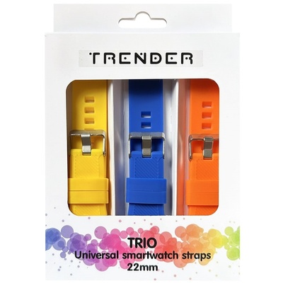 Trender Каишки Trender - Trio Groove Silicone, 22 mm, 3 броя, жълта/оранжева/синя (TR-TRIO17)