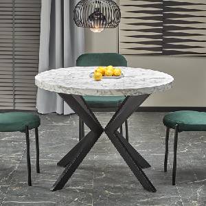Halmar Кръгла разтегателна трапезна маса peroni бял мрамор / черен (hal-peroni-round-ext-marble-blk)