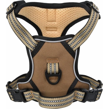 vidaXL Кучешки нагръдник с отразяващи ивици регулируем кафяв XL (4013377)