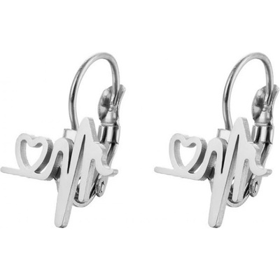 Prosperk náušnice ocelové srdeční tep S3504