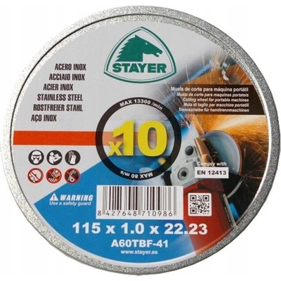 Kotouč řezný na kov Ø 125 x 1 x 22,23 mm, T41,10 ks, STANDART, STAYER