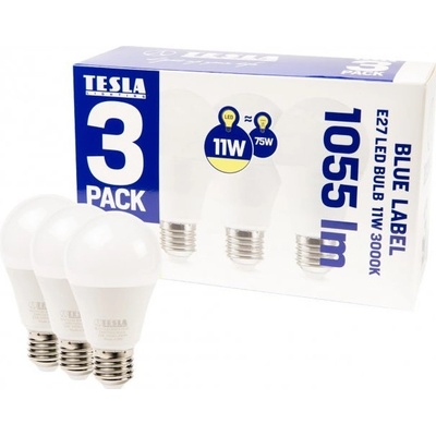 Tesla BULB E27, 11W, teplá biela, 3 ks