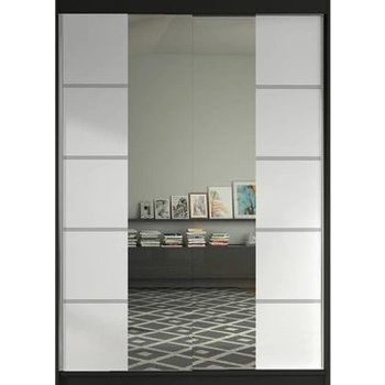 Kapol Lino V 120 cm s půleným zrcadlem a posuvnými dveřmi Stěny černá / bílá