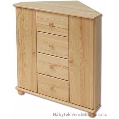 Drewmax Dřevěná komoda rohová prádelník z masivního dřeva borovice KD134 Pacyg – Zboží Dáma