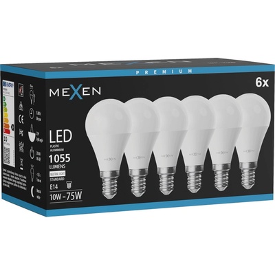 Mexen Nova 6x LED крушка E14, G45, 10W, Неутрална - 4000K, 1055 lm - L101-E14-1040-01x06 (L101-E14-1040-01x06)