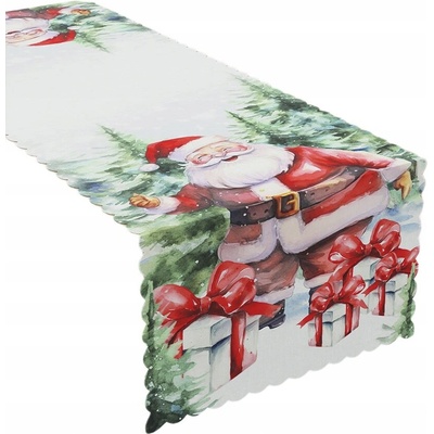 Markizeta Vodeodolný behúň s motívom Mikuláša 38x140cm na vianočný stôl viacfarebný biely