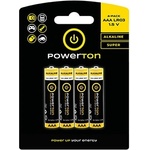 Powerton Алкална батерия за еднократна употреба, AAA, 1.5V, Powerton, блистер, 4 бр (WPABACB4)