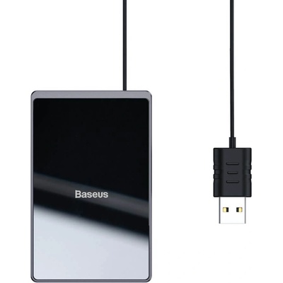 Baseus Ultra-thin Wireless Charger Pad 15W with USB Cable - 15W поставка (пад) с технология за бързо зареждане за Qi съвместими устройства и USB кабел (100 см) (черен)