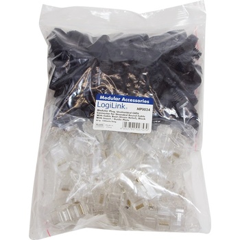 LogiLink RJ45 модулен конектор, Cat. 6, неекраниран, черен държач, 100 бр
