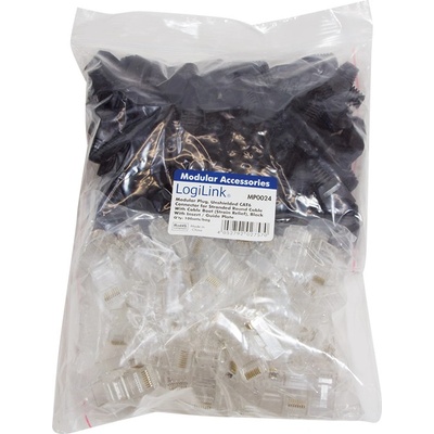 LogiLink RJ45 модулен конектор, Cat. 6, неекраниран, черен държач, 100 бр