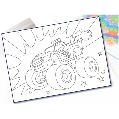 Radost v písku Šablona na pískování ohnivý monster truck A4 210 x 297 mm