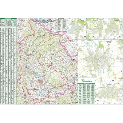 Olomoucký kraj - nástěnná mapa 130 x 92 cm, lamino + lišty