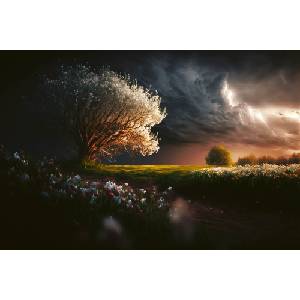 DIMEX ART Флизелинов фототапет сребърно дърво 375 x 250 см