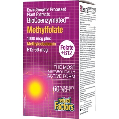 Natural Factors Methylfolate+B12 BioCoenzymated/ Метилфолат (Фолиева киселина)+Витамин В12 х 60 сублингвални таблетки Natural Factors (1241 NF)