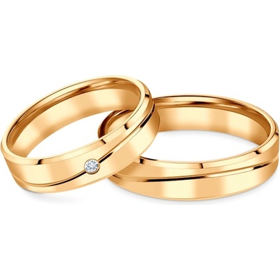 SAVICKI Сватбени халки: жълто злато, скосени, 5 мм