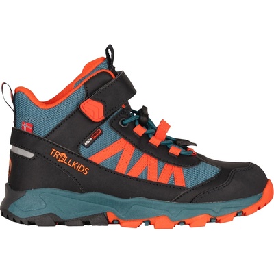 Trollkids Детски туристически обувки Trollkids Kid's Tronfjell Hiker Mid Walking boots - Stormy Blue / Flame Orange / Black - размер 35 (EU) (702-2416-1618)