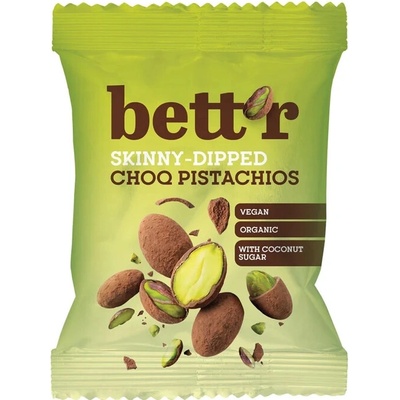 Bett'r BIO pražené pistácie v rostlinné čokoládové polevě Skinny Dipped 40 g