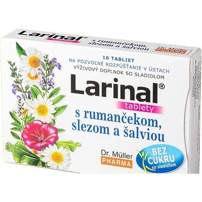 Dr. Müller Larinal s rumančekom slezom a šalviou bez cukru so sladidlom 16 tabliet