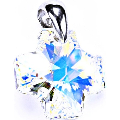 Čištín Stříbrný přívěšek Swarovski krystal kříž AB Crystal P 1302