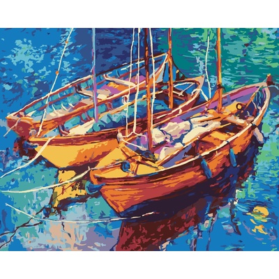 ZUTY Malování podle čísel LODIČKY NA VODĚ Rozměr 80 x 100 cm Rámování bez rámu a bez vypnutí plátna
