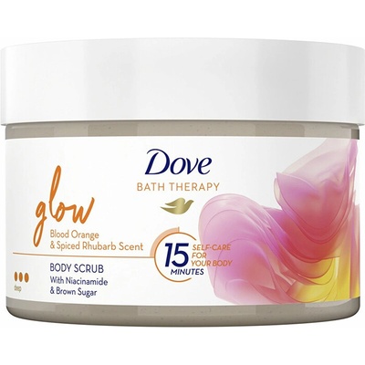 Dove Bath Therapy Glow intenzívny telový peeling Blood Orange & Rhubarb 295 ml