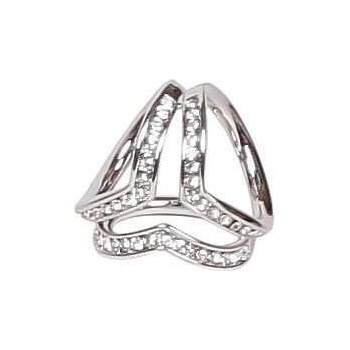 Сребриста брошка-пръстен за шал с кристални камъчета