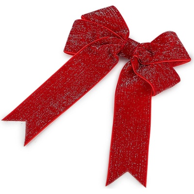 Prima-obchod Vánoční mašle sametová dvojitá 13x18 cm, barva 7 červená lurex