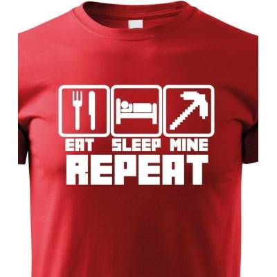Dětské tričko Eat Sleep Mine Repeat ČervenáCanvas Dětské tričko Bezvatriko.cz 1