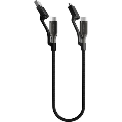 Здрав кевларен кабел за устройства с USB-A, microUSB и USB-C конектори (30 см) - Nomad Kevlar USB-C Universal Cable 240W (черен) (NM014926848)