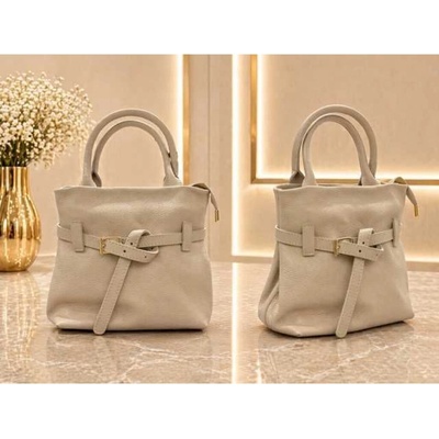 Max Original Leather Dámska kožená kabelka beige 5