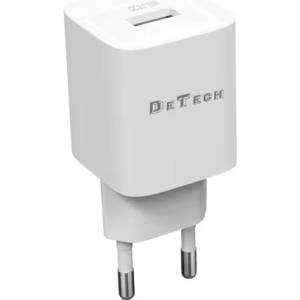 DeTech Мрежово зарядно устройство DeTech DE-62, 18W, 1 x USB F, QC, Бял - 40547