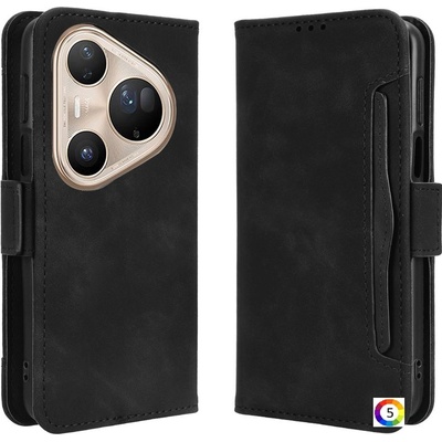 Huawei Pura 80 Ultra Magnetic Wallet Кожен Калъф и Протектор, Слот за Карти (Черен, Тъмносин, Червен, Кафяв, Розов)
