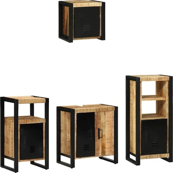 vidaXL Комплект мебели за баня 4 pcs Кафяво Солидно мангово дърво (3305646)