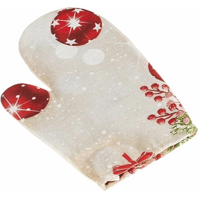 Bellatex Kuchyňská chňapka vánoční 28 x 18 cm Koule a cesmína červená