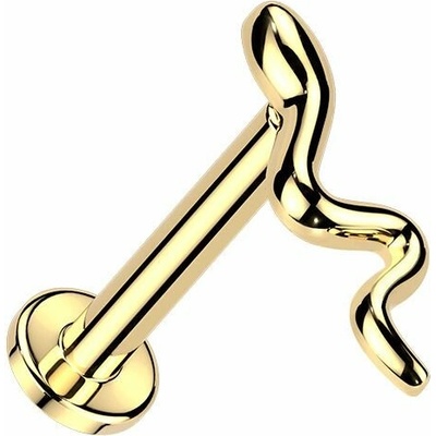 MARRE Zlacená labreta piercing do ucha had (1,2 x 8 mm) LB0046GD-1208