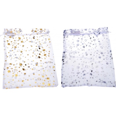 Sáček ORGANZA Hvězdy 20x30 cm Vánoce