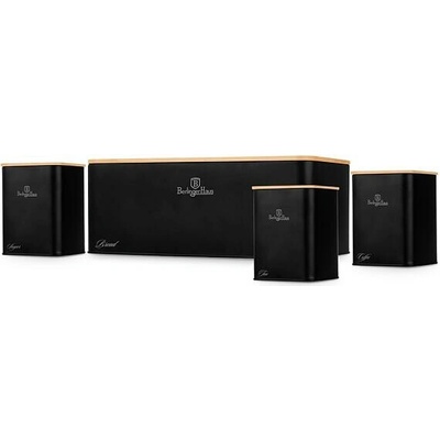 BERLINGERHAUS Chlebník a sada dóz na potraviny 4 ks Matte Black Collection BH-8903