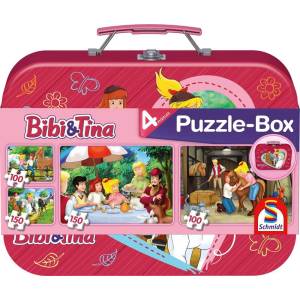 Schmidt Spiele - Puzzle 4v1 Bibi a Tina v plechovom kufríku - 100 piese