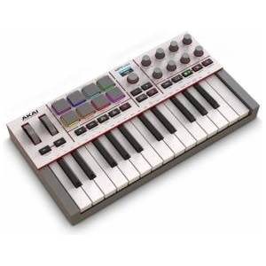 AKAI MPK Mini IV USB-C MIDI Keyboard Controller for Beginners and Producers - MPC Drum Pads, Pitch and Modulation Wheels, Music Production Software, Native Instruments Sound Pack, Gray - MPKMINI4W