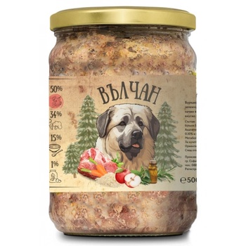 Benvita ВЪЛЧАН - висококачествена, стерилизирана храна за кучета със свинско и зеленчуци - 500 гр - БЪЛГАРИЯ - 553