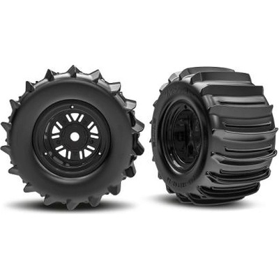 Traxxas колело 3.6/4, 7", диск Sand Car черен, гума belted paddle (задни) (чифт)