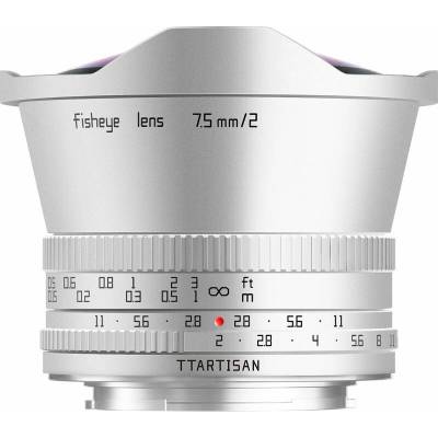 TTARTISAN 7,5 mm f/2 Fisheye pre Fujifilm X strieborný
