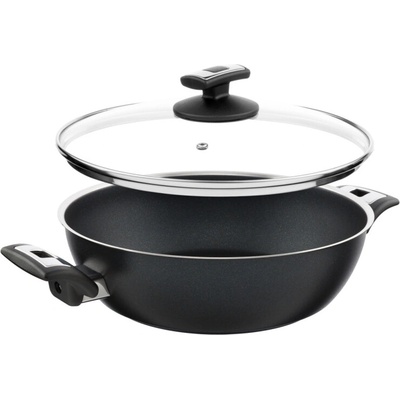 Kolimax KOLIMAX COMFORT BLACK Panvica 26 cm s úchytmi a sklenenou pokrievkou, vysoká