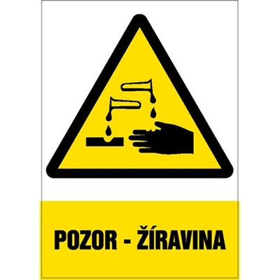 Značka Pozor – Žíravina, samolepicí fólie, 210 × 297 mm BZ FE360