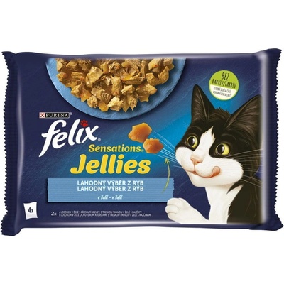 Felix Sensations Jellies losos a treska v želé 4 x 85 g