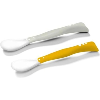 BabyOno Plastová lžička s možností tvarování, 2 ks Růžová + mint