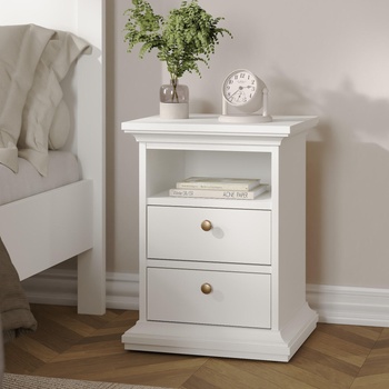 Нощен шкаф Paris с 2 чекмеджета Бял