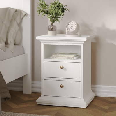 Нощен шкаф Paris с 2 чекмеджета Бял