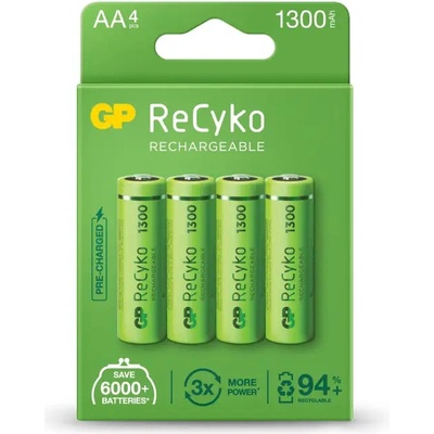 GP Batteries Акумулаторна Батерия R6 AA 130AAHC-EB4 1300mAh NiMH 4 бр. в опаковка GP (GP-BR-130AAHC-EB4)