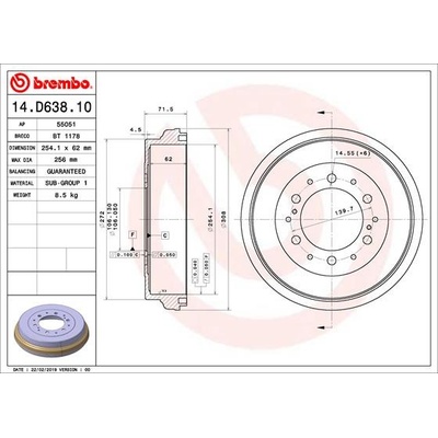 Brzdový buben BREMBO 14.D638.10